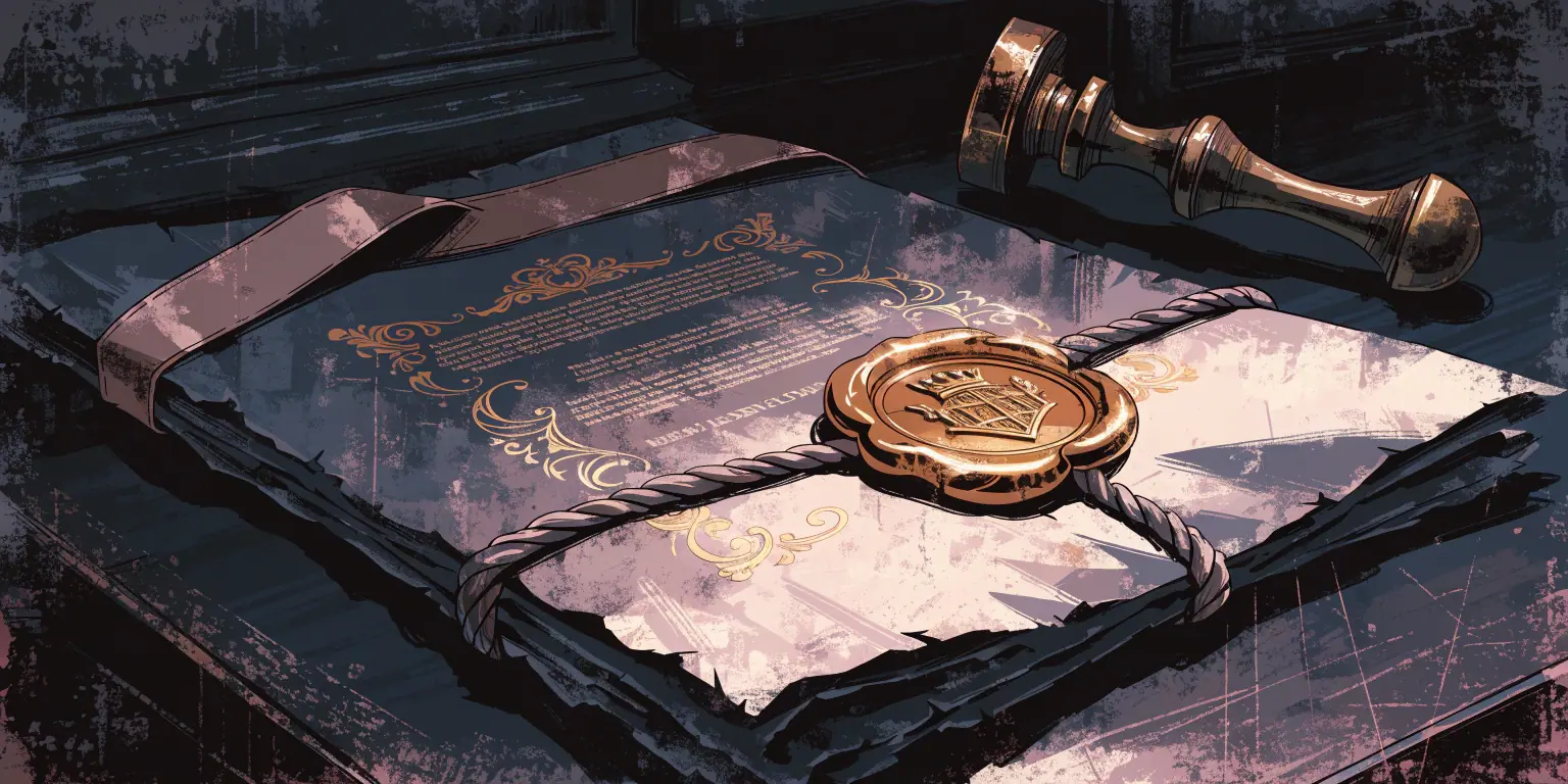 A ronin pressing a golden seal into wax on a formal letter - representing professional email credibility