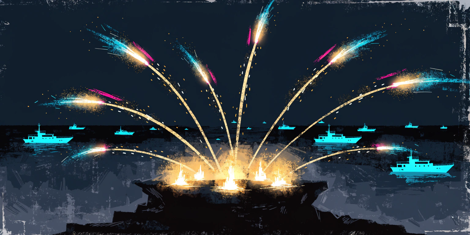 A ronin sending golden signal flares into a dark sky to recall scattered allies - representing re-engaging lost customers