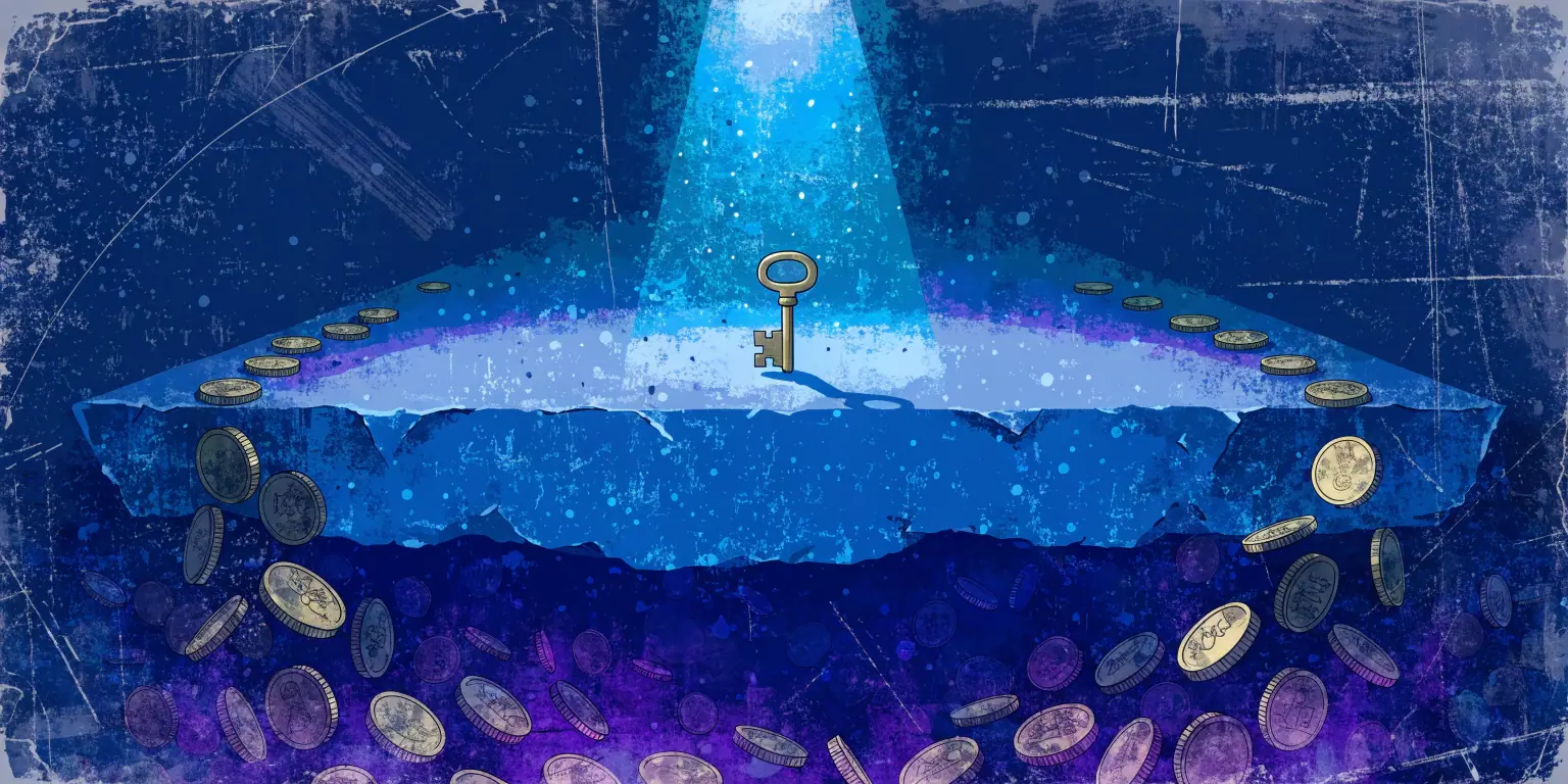 A ronin plugging a golden patch into a leaking dark treasure chest - representing saving remarketing budget with one fix